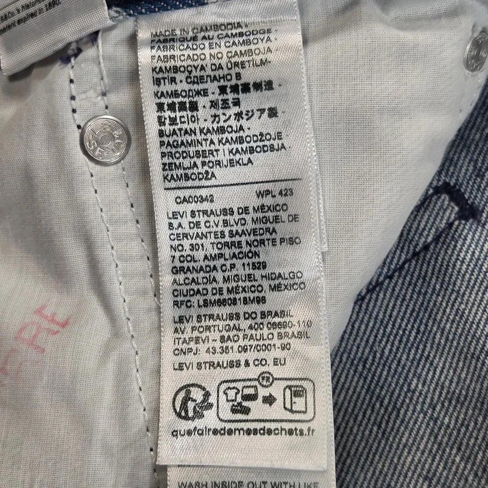 Levis 501 Original Fit Jeans 31x29 Blue White Warped Checkerboard Print